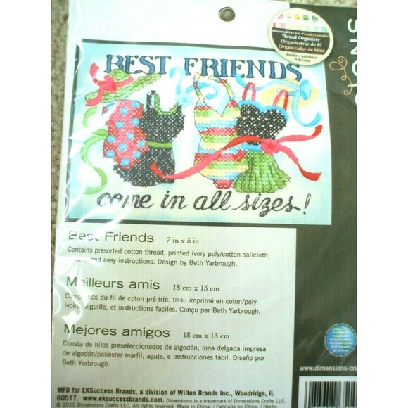 Cross Stitch Kit Dimensions Best Friends Stamped 70-65106 7" x 5" New Easy Ivory - Picture 1 of 3